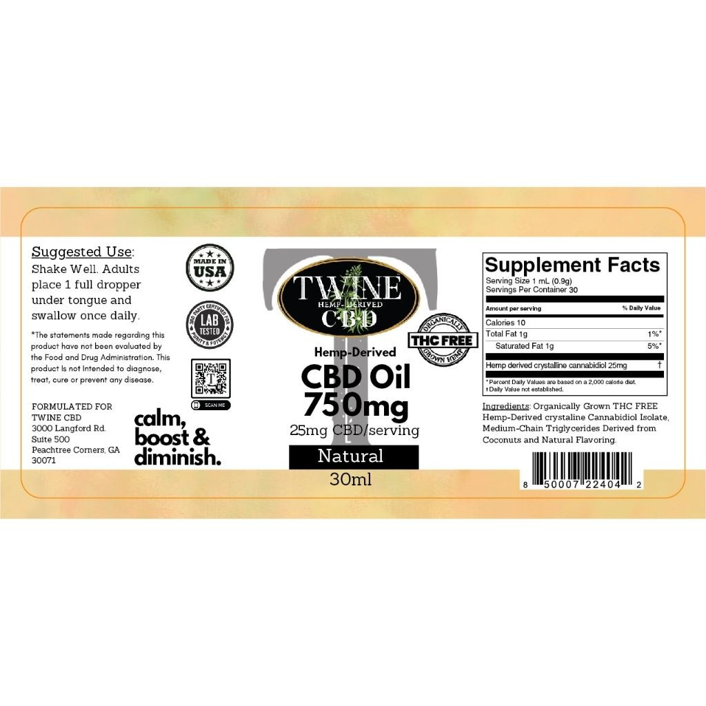 750mg CBD Oil 99% Pure Organic CBD Isolate THC Free 30ml-Natural