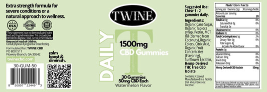 1500mg CBD Gummies 99% Pure Organic CBD Isolate THC Free 30pcs-Watermelon Flavor
