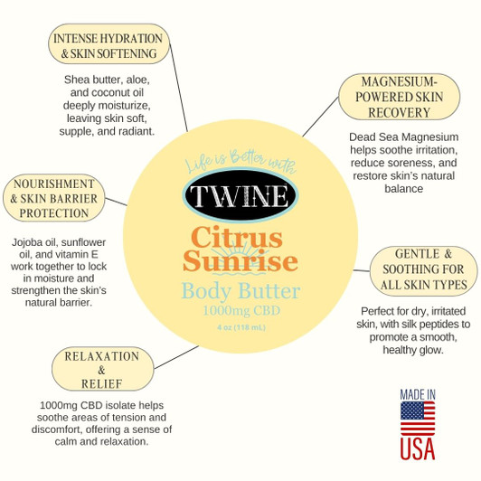 1000mg CBD Topical CITRUS SUNRISE Body Butter with 99% Pure Organic CBD Isolate THC Free and Dead Sea Magnesium 150ml