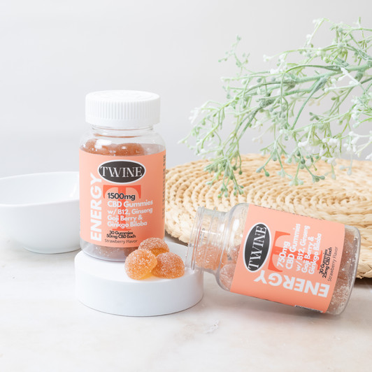 1500mg CBD Energy Gummies w/ B12, Ginseng, Goji Berry, Gingko Biloba, and THC Free-30pcs-Strawberry Flavor