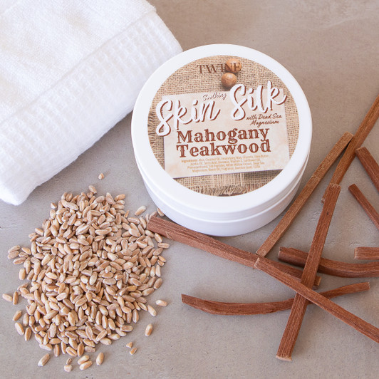 Silk Peptides + Magnesium Moisturizing Body Butter - Deep Hydration Whipped Moisturizer with Shea Butter and Coconut Oil -  Mahogany Teakwood Skin Silk- 4 oz