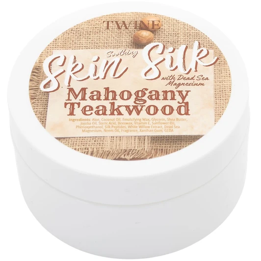 Silk Peptides + Magnesium Moisturizing Body Butter - Deep Hydration Whipped Moisturizer with Shea Butter and Coconut Oil -  Mahogany Teakwood Skin Silk- 4 oz