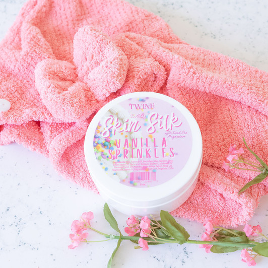 Silk Peptides + Magnesium Moisturizing Body Butter - Deep Hydration Whipped Moisturizer with Shea Butter and Coconut Oil - Vanilla Sprinkles Skin Silk- 4 oz