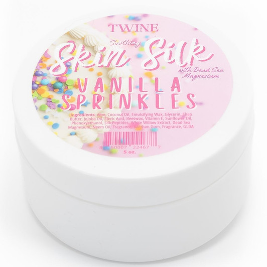Silk Peptides + Magnesium Moisturizing Body Butter - Deep Hydration Whipped Moisturizer with Shea Butter and Coconut Oil - Vanilla Sprinkles Skin Silk- 4 oz