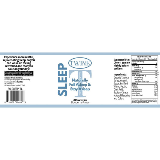 Sleep Gummies with Melatonin, L-Theanine, Magnesium Citrate, Passionflower, Chamomile and Lemon Balm 30pcs-Blueberry Flavor