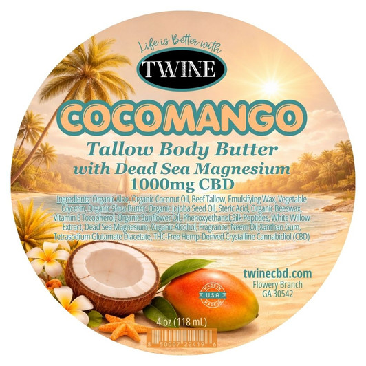 1000mg CBD Topical Body Butter with 99% Pure Organic CBD Isolate THC Free and Dead Sea Magnesium 150ml CocoMango