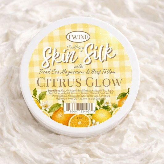 Silk Peptides + Magnesium Moisturizing Body Butter - Deep Hydration Whipped Moisturizer with Beef Tallow and Magnesium- Citrus Glow Skin Silk- 4 oz