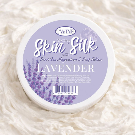 Silk Peptides + Magnesium Moisturizing Body Butter - Deep Hydration Whipped Moisturizer with Beef Tallow and Magnesium - Lavender Skin Silk- 4 oz