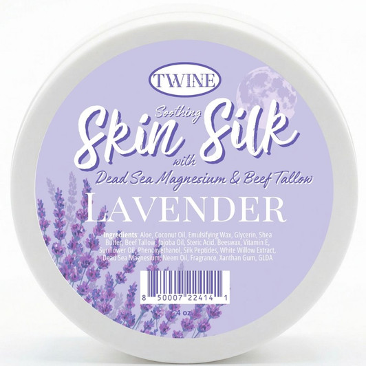 Silk Peptides + Magnesium Moisturizing Body Butter - Deep Hydration Whipped Moisturizer with Beef Tallow and Magnesium - Lavender Skin Silk- 4 oz