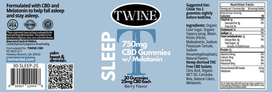 CBD Sleep Gummies 10 count Trial or Travel Size w/ Melatonin and 99% Pure Organic CBD Isolate THC Free-Berry Flavor