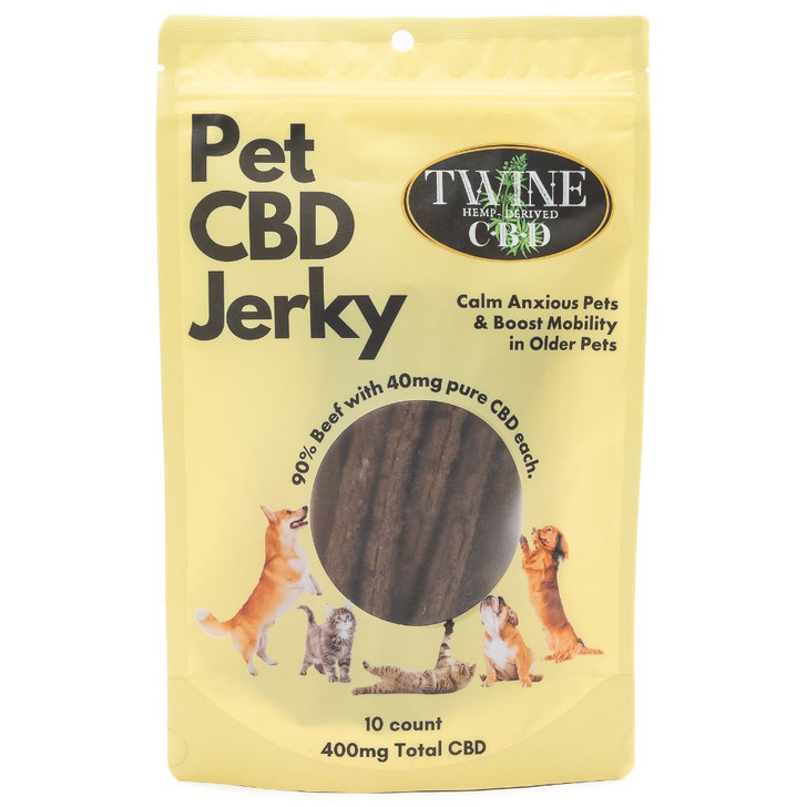 400mg Pet CBD Beef Jerky Sticks for Dogs or Cats THC Free 10 Sticks Per Container