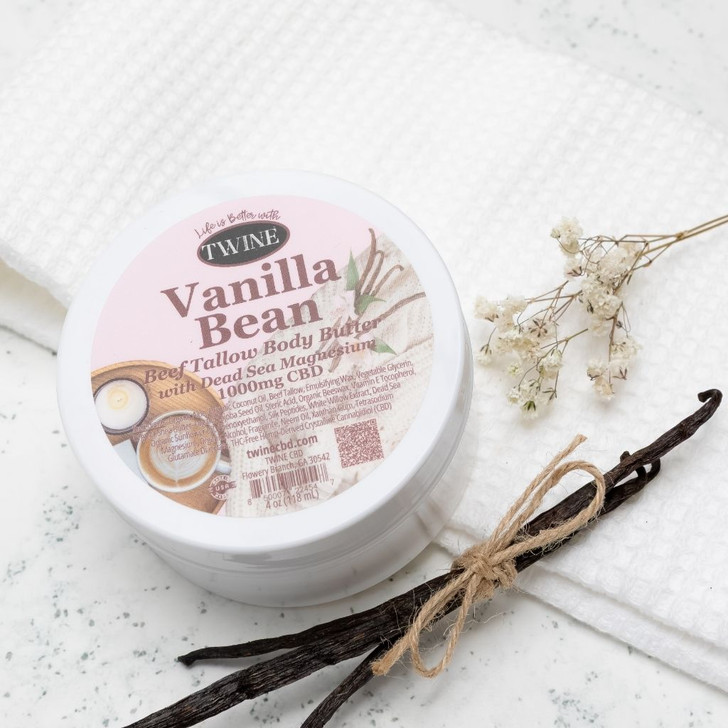 1000mg CBD Topical Body Butter with 99% Pure Organic CBD Isolate THC Free and Dead Sea Magnesium 150ml Vanilla Bean