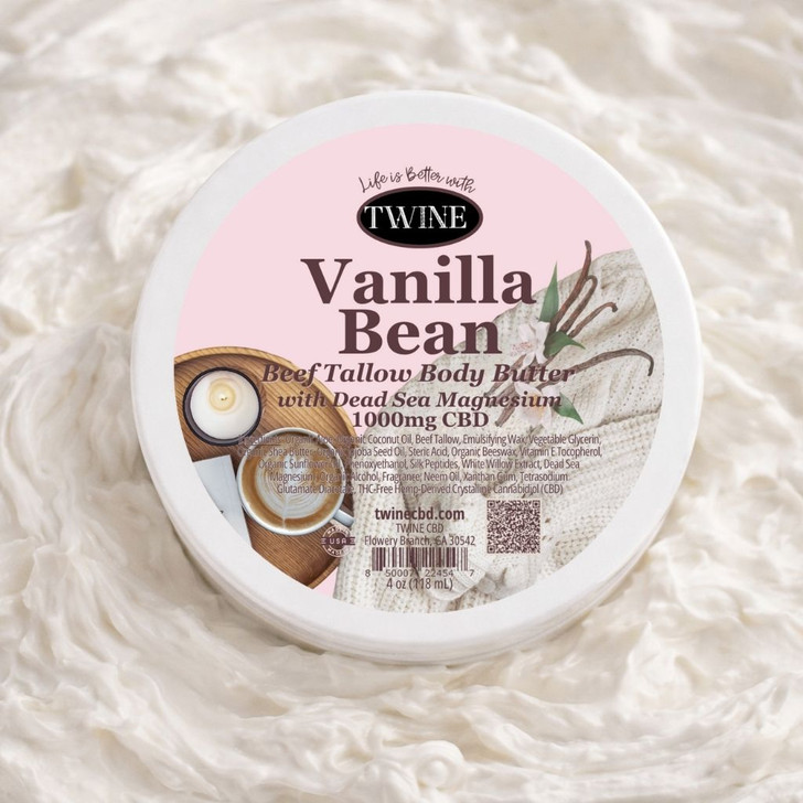 1000mg CBD Topical Body Butter with 99% Pure Organic CBD Isolate THC Free and Dead Sea Magnesium 150ml Vanilla Bean