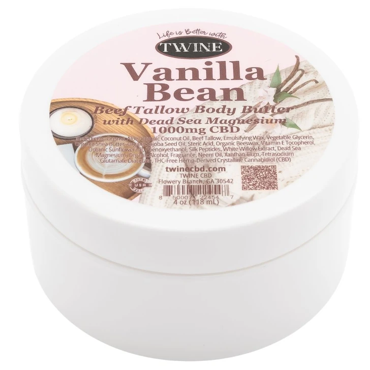 1000mg CBD Topical Body Butter with 99% Pure Organic CBD Isolate THC Free and Dead Sea Magnesium 150ml Vanilla Bean