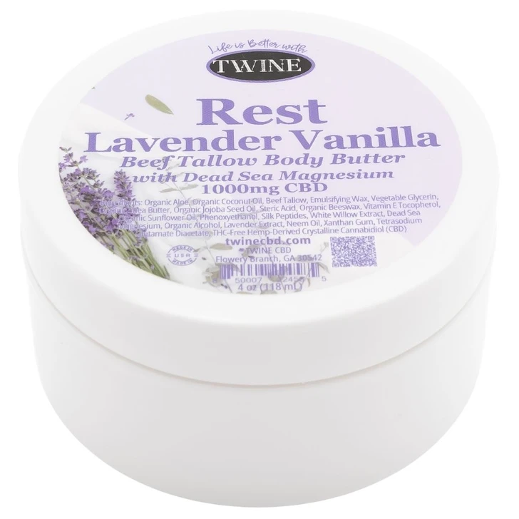 1000mg CBD Topical REST Body Butter with 99% Pure Organic CBD Isolate THC Free and Dead Sea Magnesium 150ml Lavender Vanilla
