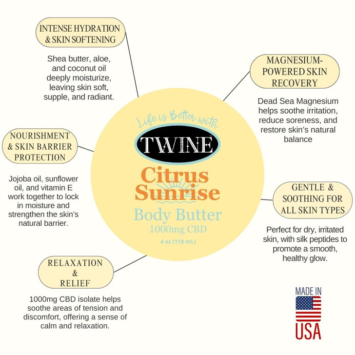 1000mg CBD Topical CITRUS SUNRISE Body Butter with 99% Pure Organic CBD Isolate THC Free and Dead Sea Magnesium 150ml