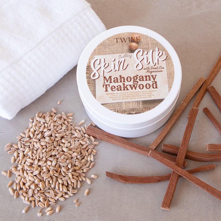 Silk Peptides + Magnesium Moisturizing Body Butter - Deep Hydration Whipped Moisturizer with Shea Butter and Coconut Oil -  Mahogany Teakwood Skin Silk- 4 oz