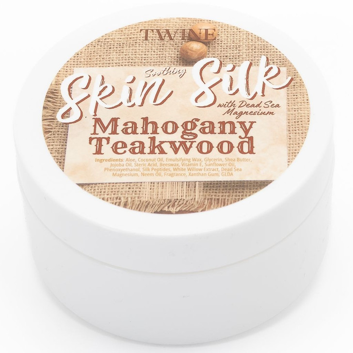 Silk Peptides + Magnesium Moisturizing Body Butter - Deep Hydration Whipped Moisturizer with Shea Butter and Coconut Oil -  Mahogany Teakwood Skin Silk- 4 oz