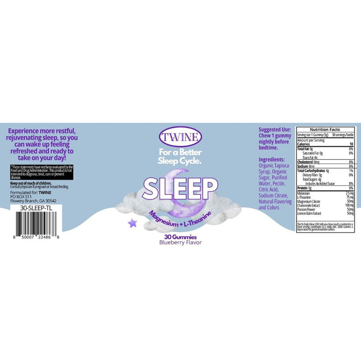 Sleep Gummies with Melatonin, L-Theanine, Magnesium Citrate, Passionflower, Chamomile and Lemon Balm 30pcs-Blueberry Flavor