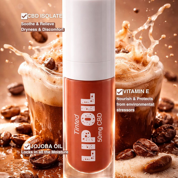 50mg CBD Lip Oil with Vitamin E 99% Pure Organic Isolate THC Free 6ml-Mocha