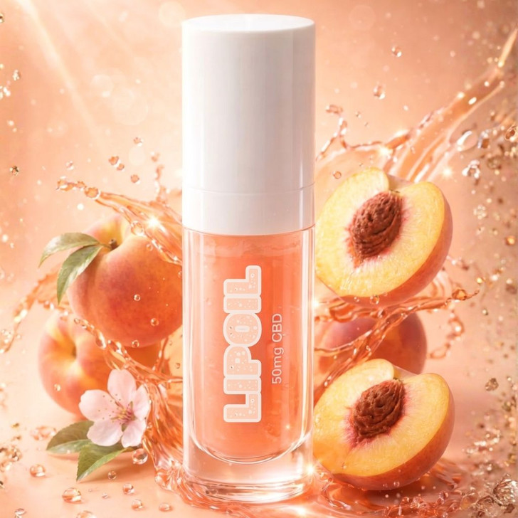 50mg CBD Lip Oil with Vitamin E 99% Pure Organic Isolate THC Free 6ml-Peach