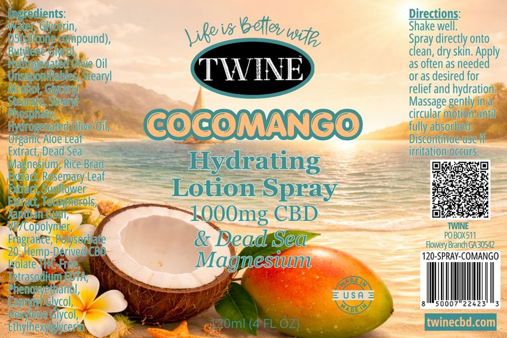 1000mg CBD Topical Hydrating Lotion Spray with Magnesium 99% Pure Organic CBD Isolate THC Free 120ml-CocoMango