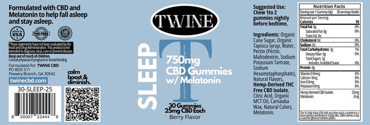 CBD Sleep Gummies 10 count Trial or Travel Size w/ Melatonin and 99% Pure Organic CBD Isolate THC Free-Berry Flavor