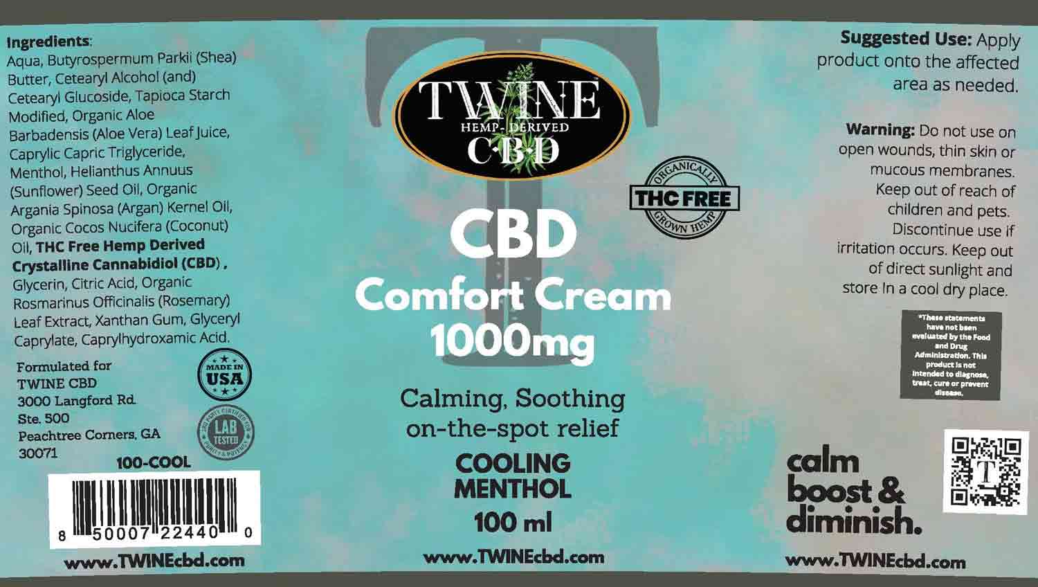 1000mg CBD Topical Cream 99 Pure Organic CBD Isolate THC Free 100ml