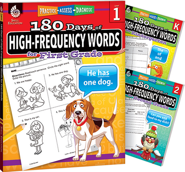 180 Days: High Frequency Words for K-2, 3-Book Set, Practice, Assess, Diagnose (Paperback)