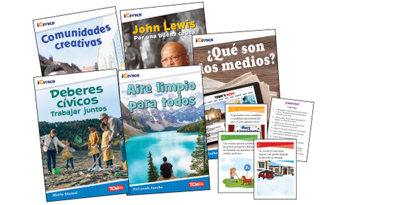 iCivics Spanish Grade 3: Community & Social Awareness 5-Book Set + Game Cards,  (Multi-item Shrinkwrapped)