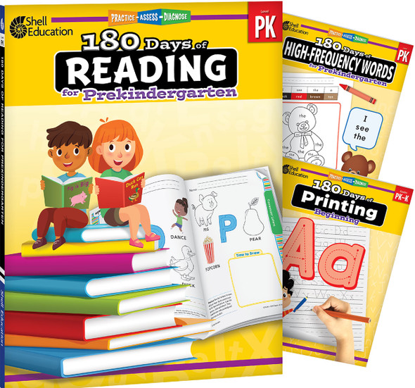 180 Days: Reading, High-Frequency Words, & Printing Grade PK: 3-Book Set, Practice, Assess, Diagnose (Paperback)