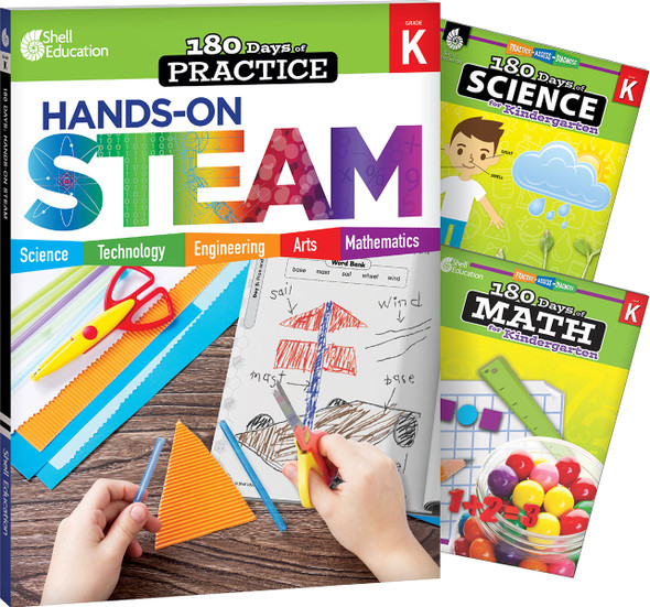 180 Days: STEAM, Science, & Math Grade K: 3-Book Set, Practice, Assess, Diagnose (Paperback)