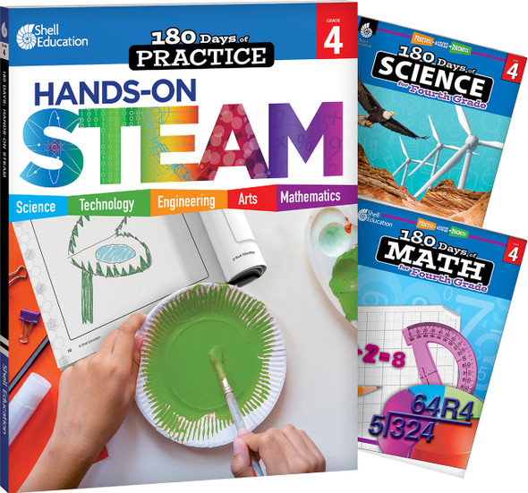 180 Days: STEAM, Science, & Math Grade 4: 3-Book Set, Practice, Assess, Diagnose (Paperback)