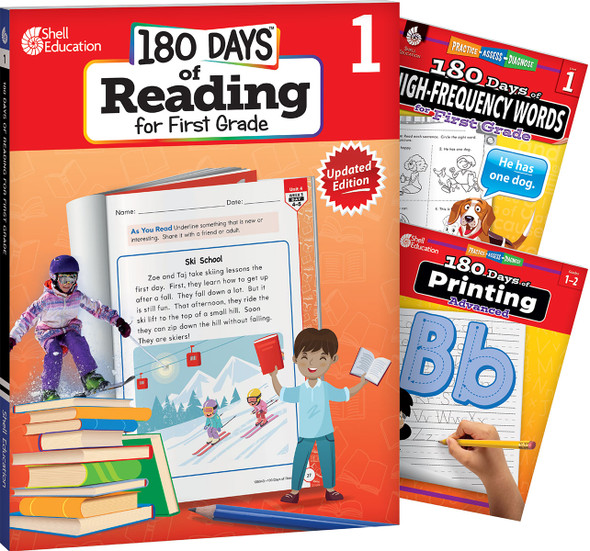 180 Days: Reading, High-Frequency Words, & Printing Grade 1: 3-Book Set, Practice, Assess, Diagnose (Paperback)