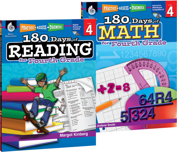 180 Days: Reading & Math for Grade 4: 2-Book Set, Practice, Assess, Diagnose (Paperback)