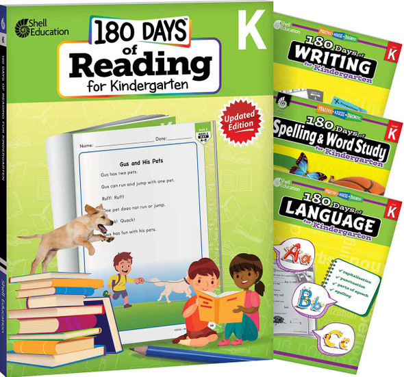 180 Days: Reading 2nd Ed, Writing, Spelling, & Language Grade K: 4-Book Set, Practice, Assess, Diagnose (Paperback)