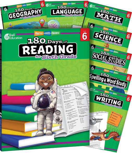 180 Days Bundle Grade 6: 8-Book Set, Practice, Assess, Diagnose (Paperback)