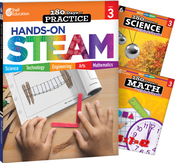 180 Days: STEAM, Science, & Math Grade 3: 3-Book Set, Practice, Assess, Diagnose (Paperback)