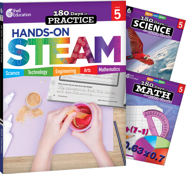 180 Days: STEAM, Science, & Math Grade 5: 3-Book Set, Practice, Assess, Diagnose (Paperback)