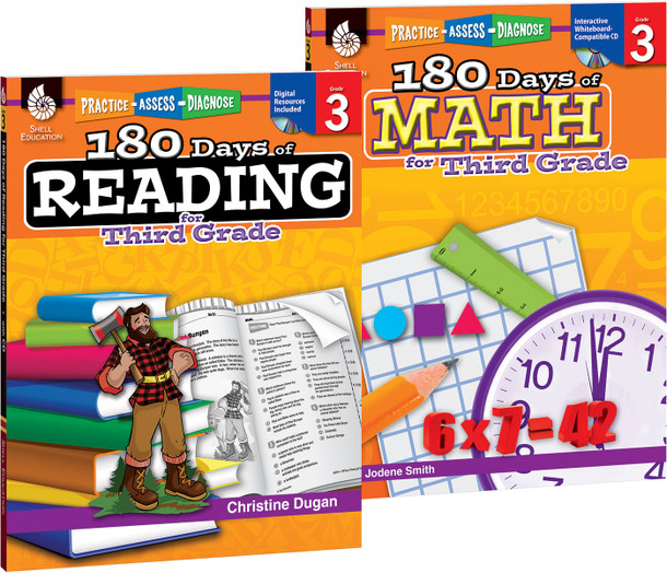 180 Days: Reading & Math Grade 3: 2-Book Set, Practice, Assess, Diagnose (Paperback)