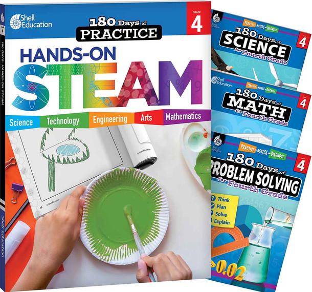 180 Days: STEAM, Science, Math, & Problem Solving Grade 4: 4-Book Set, Practice, Assess, Diagnose (Paperback)