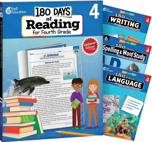 180 Days: Reading 2nd Ed, Writing, Spelling, & Language Grade 4: 4-Book Set, Practice, Assess, Diagnose (Paperback) 180 Days: Reading 2nd Ed, Writing, Spelling, & Language Grade 4: 4-Book Set, Practice, Assess, Diagnose (Paperback)