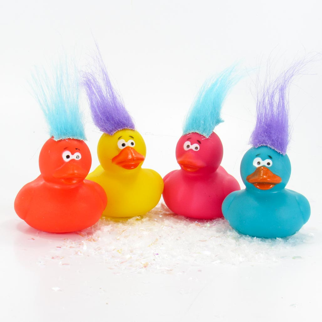 Crazy Hair Small Rubber Duck Gift Bundle Ducks in the Window