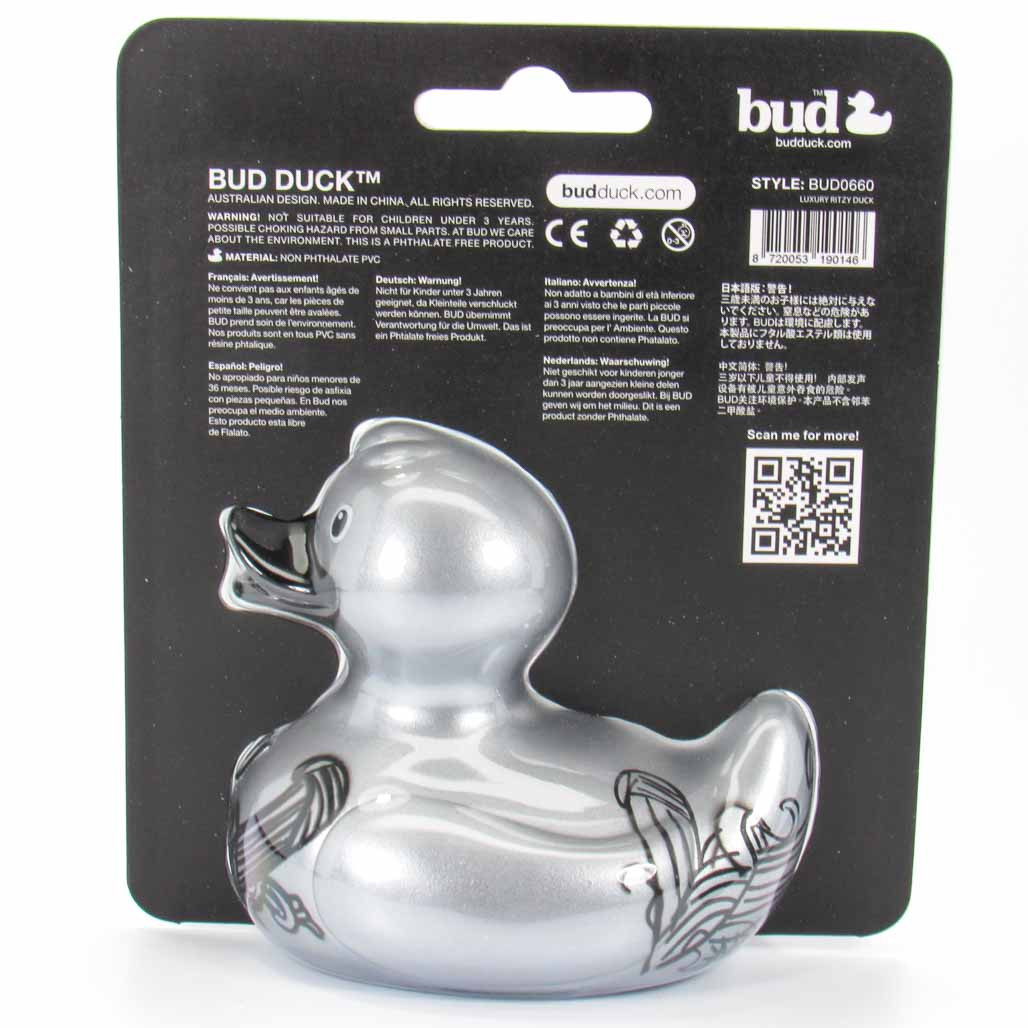 Ritzy Silver Rubber Duck by Bud Ducks | Ducks in the Window®
