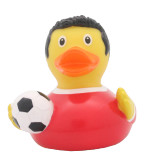 Soccer Player Red Rubber Duck by LILALU bath toy | Ducks in the Window