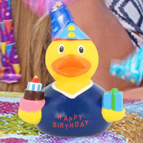 Birthday Boy Rubber Duck by LILALU bath toy | Ducks in the Window