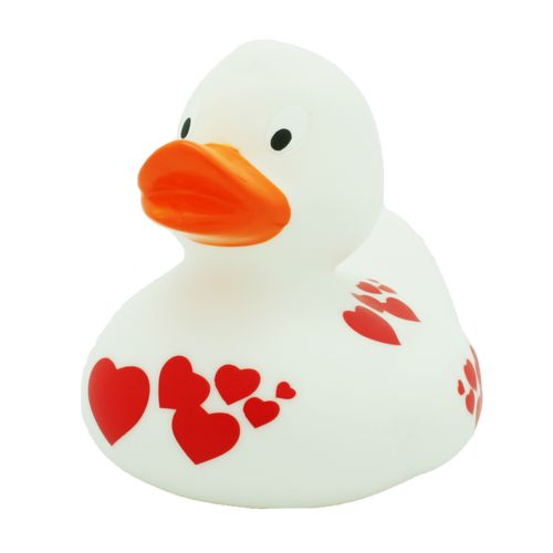 White with red hearts Rubber Duck by LiLaLu | Ducks in the Window