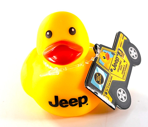 Jeep Brand Small Rubber Duck Gift Yellow in a Jeep Ducks in the Window