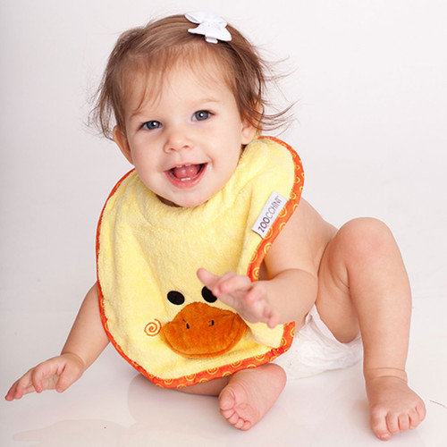 Zoocchini BABY SNOW TERRY BIB - PUDDLES THE DUCK | Ducks in the Window