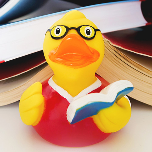 Book Reader Librarian Teacher Rubber Duck by LILALU bath toy | Ducks in the Window